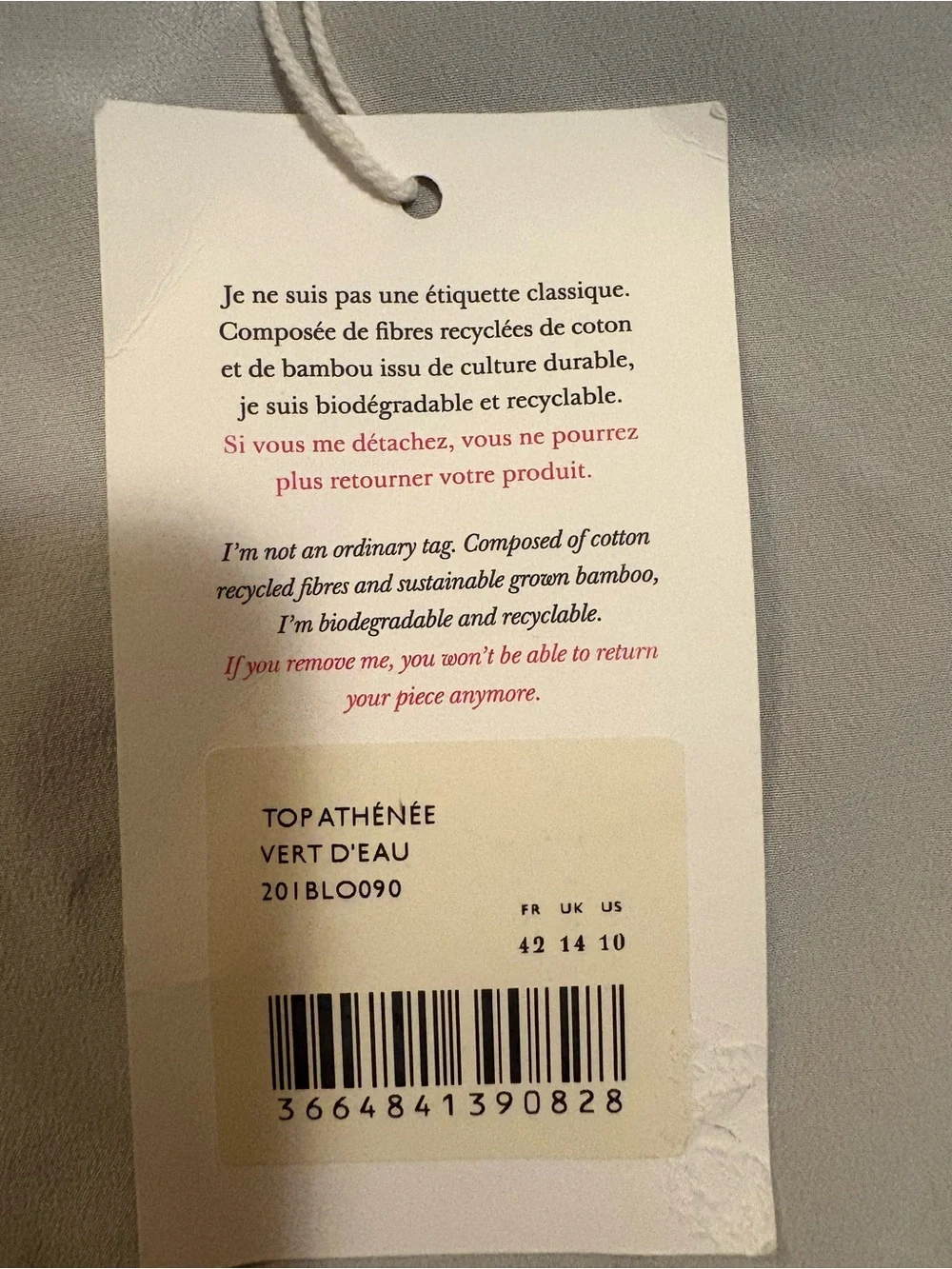 Sezane Athenee Vert D'eau Cami - Picture 3 of 5